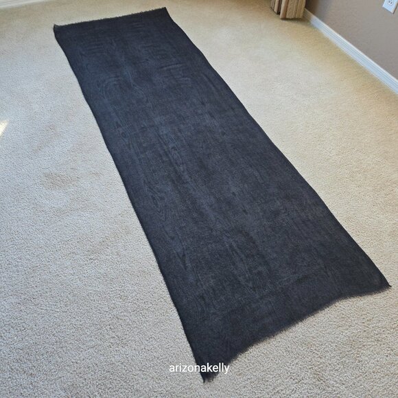 Black Cashmere Scarf With Woodgrain Pattern Wood Grain - Picture 9 of 16